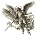 Saint Michael the Archangel defeating the devil  tattoo design idea