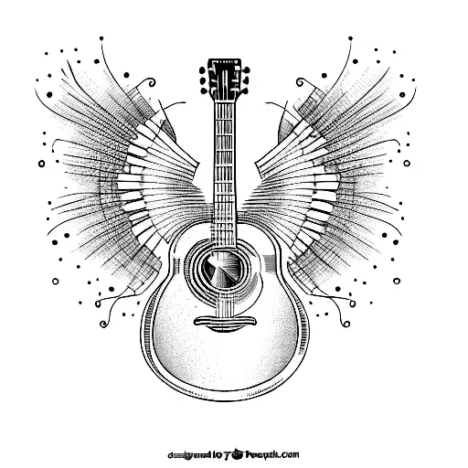 an acoustic guitar tattoo design idea