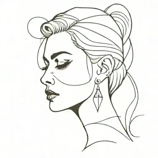 lady head tattoo design idea