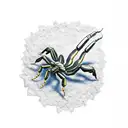 A realistic scorpion crawling on a pile of money tattoo design idea