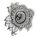 black ring on thumb print tattoo design idea