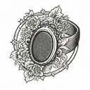 black ring on thumb print tattoo design idea