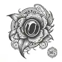 black ring on thumb print tattoo design idea