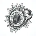 black ring on thumb print tattoo design idea
