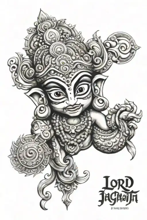 Realism "Lord Jagannath" Tattoo Idea BlackInk AI