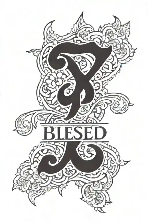 blessed written tattoo design idea