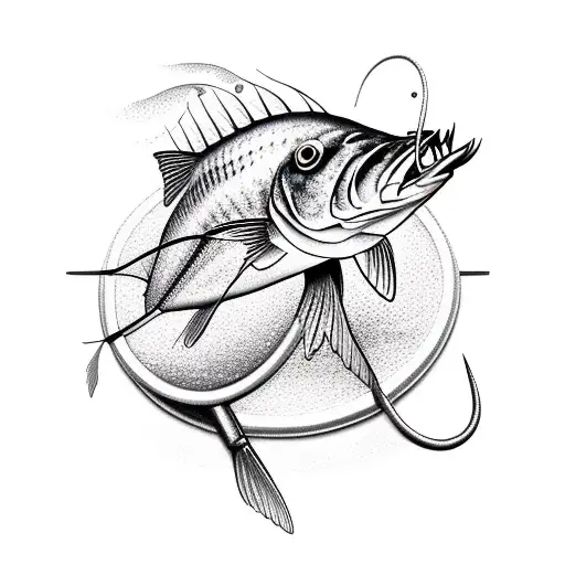 2 hooks fisherman tattoo design idea