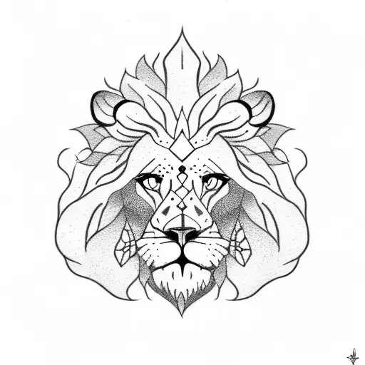 lion mon and baby tattoo design idea