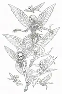 skeleton fairys flying up a arm tattoo design idea