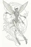 skeleton fairys flying up a arm tattoo design idea