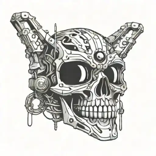 robot Skull tattoo design idea