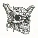 robot Skull tattoo design idea