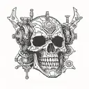 robot Skull tattoo design idea
