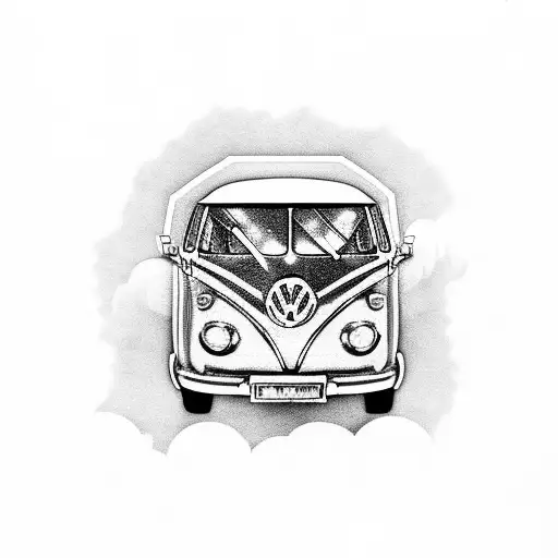 volkswagen t1 with background tattoo design idea