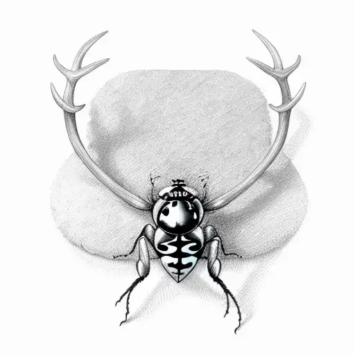 ladybug on antler tattoo design idea