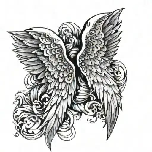 BIRTHDAY DATE FOR TWIN BABES 11/12/23 ANGEL WINGS tattoo design idea