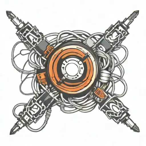 band tattoo featuring audio cables and netowrk cables  tattoo design idea