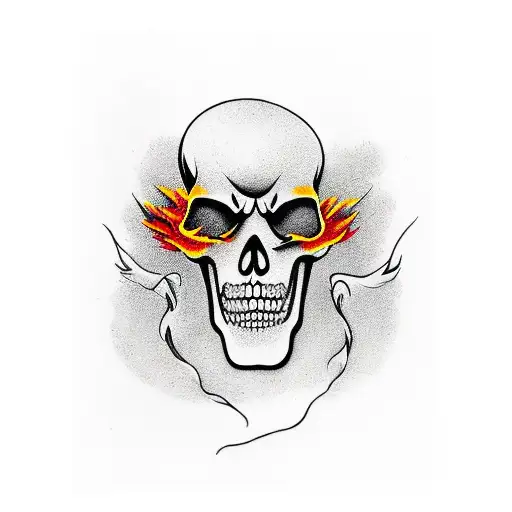 burning skeleton  tattoo design idea