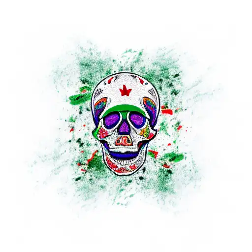 skull with Mexican flag tattoo design idea