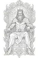 god hades sitting on throne holding a bident  tattoo design idea