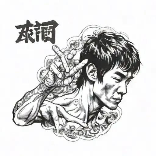 bruce lee with smok tattoo design idea