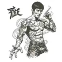 bruce lee with smok tattoo design idea