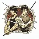 bruce lee and kill bill tattoo design idea