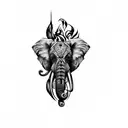 an elephant's head with skull tattoo design idea