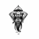 an elephant's head with skull tattoo design idea