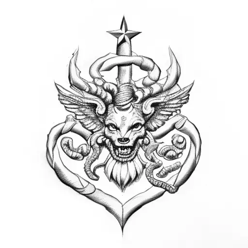 A fierce Medusa wearing a United States Marine Corps uniform tattoo design idea