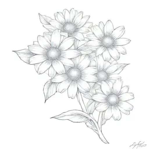 black and grey daisy bouquet  tattoo design idea