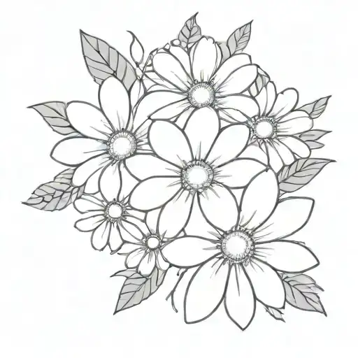 black and grey daisy bouquet  tattoo design idea