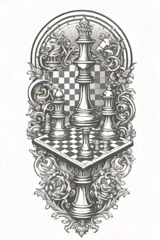 chess board tattoo design idea