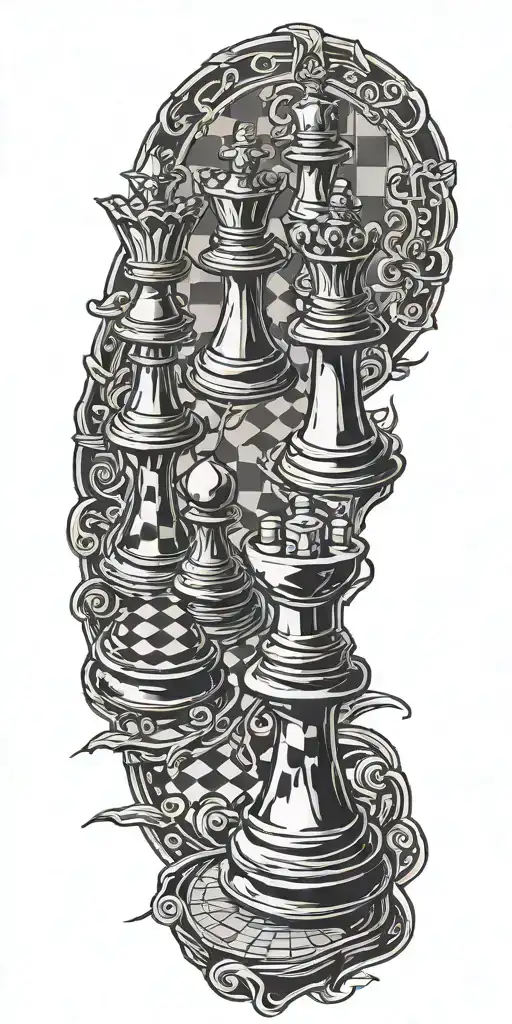 chess board tattoo design idea