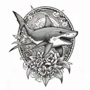 polynesian shark swimming underwater tattoo design idea
