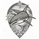 polynesian shark swimming underwater tattoo design idea