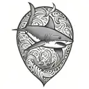 polynesian shark swimming underwater tattoo design idea