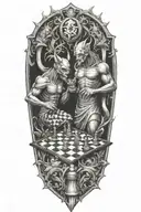 god and devil chess board tattoo design idea