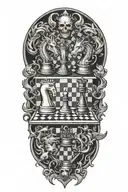 god and devil chess board tattoo design idea