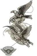 create a tacp tattoo with a ranger tab that reads ROMAD and incorporate parachutes and planes tattoo design idea