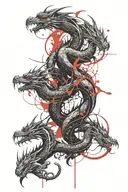 Two dragons intertwined tattoo design idea