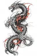 Two dragons intertwined tattoo design idea