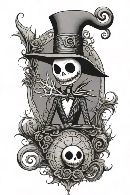 nightmare before Christmas jack and zero tattoo design idea