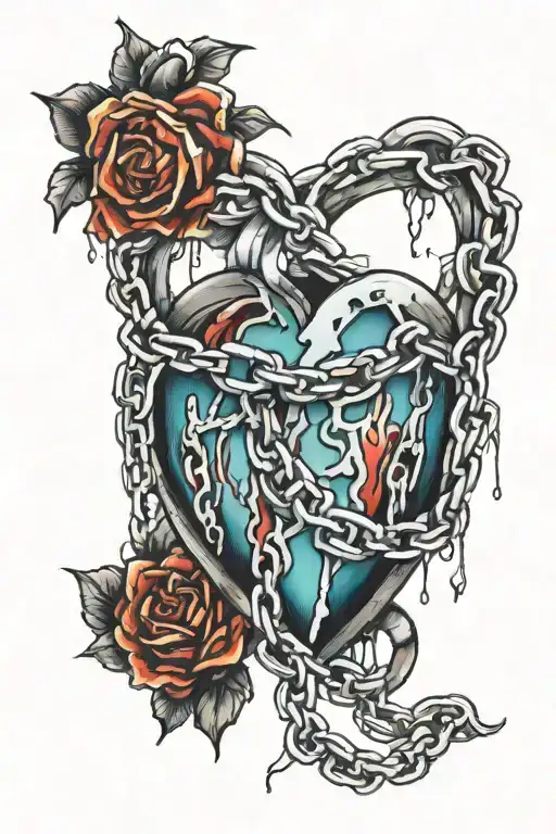 frozen heart in chains tattoo design idea
