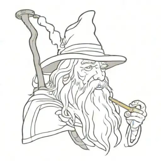 Gandalf pipe smoke tattoo design idea