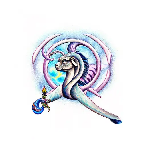 waterman with capricorn tattoo design idea