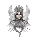 warrior woman, mother, long hair, tattoos, passionate, nurturing, fighter, beautiful, strength, tears, love, heartache tattoo design idea