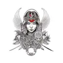 warrior woman, mother, long hair, tattoos, passionate, nurturing, fighter, beautiful, strength, tears, love, heartache tattoo design idea