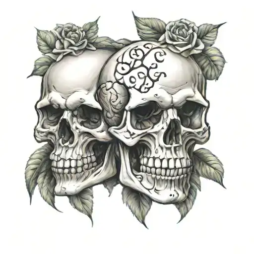 skull hear see speak no evil tattoo design idea