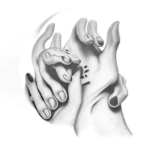 hand humans and dogs paw tattoo design idea